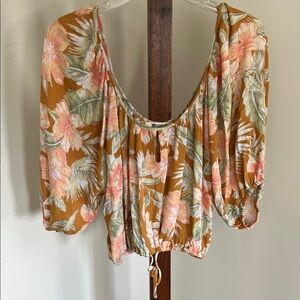 Rip Curl Always Summer Blouse Multicolor Floral Peasant Top Women’s Size S